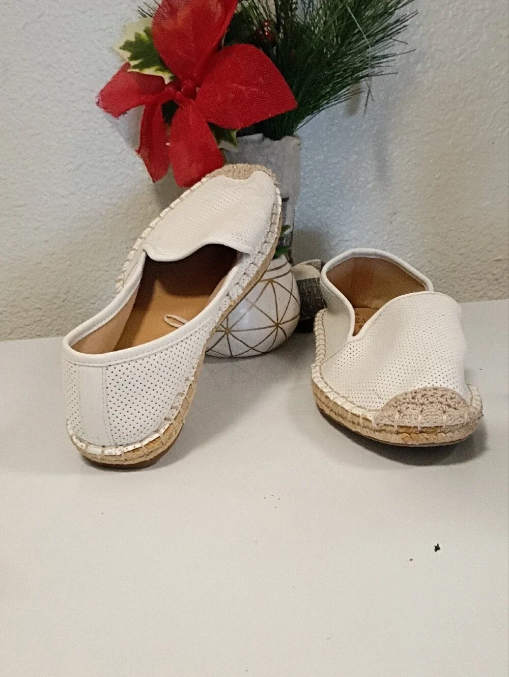 Time and Tru Women's Cream Perforated Espadrille Slip-Ons